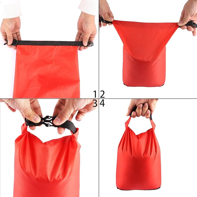 Pimoys 5 Pack Waterproof Dry Sacks, Lightweight Outdoor Dry Bags with Shoulder Strap, 20L /12L / 10L/ 6L/ 3.5L Ultimate Dry Bags for Kayaking Camping Rafting Boating (Multicolor)