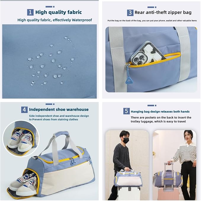 Male/Female Universal Gym Bag,Waterproof Sports Handbag,Dry Wet Separate Weekender Travel Duffel Bag with Shoes Compartment,for Swimming,Yoga,Gym,Travel,Exercise etc. (Pink)