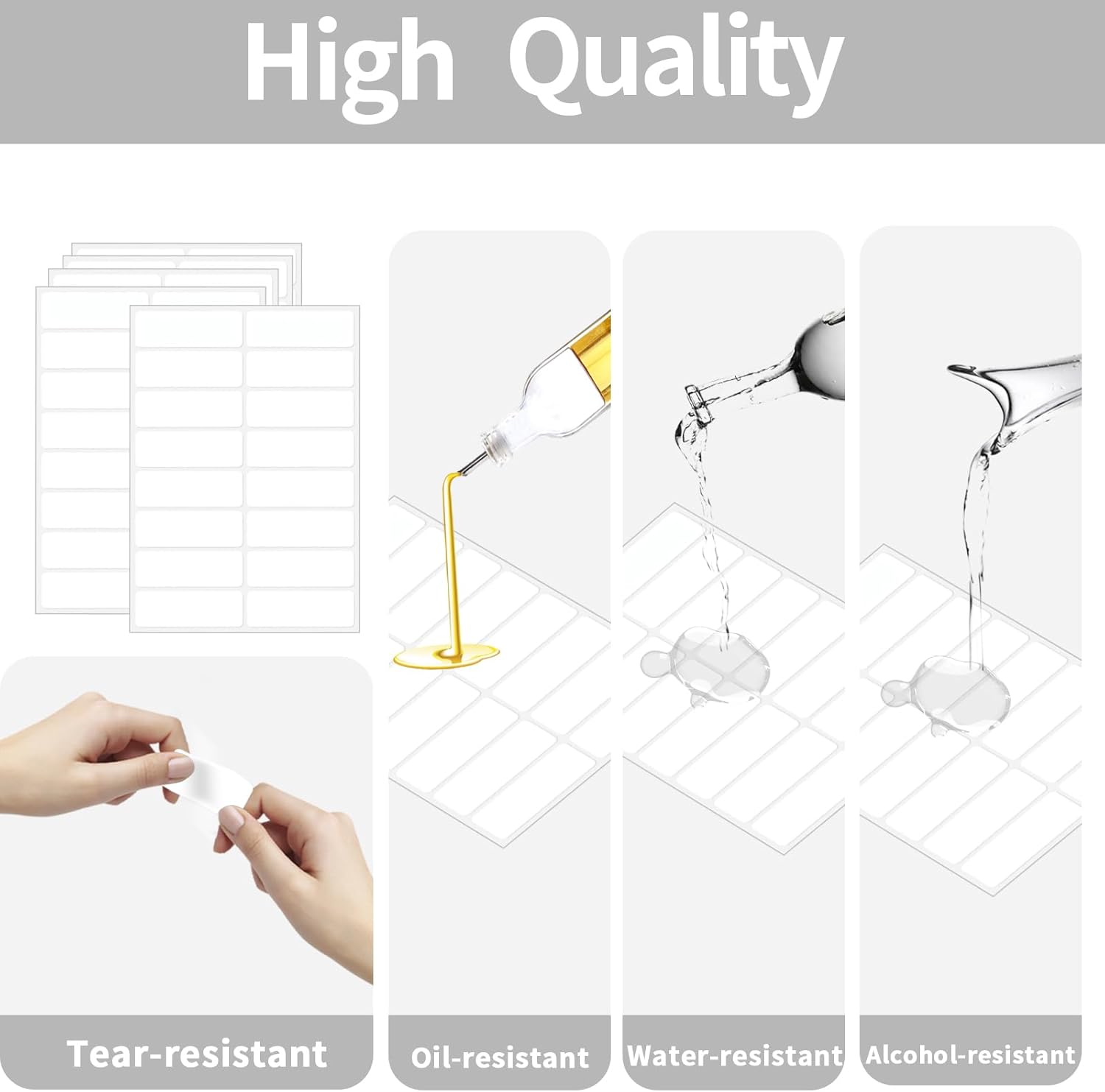 Blank Removable Labels, 1x3 Inch White Freezer Labels for Food Containers, Freezer Label to Write on/Waterproof/Easy Peel Off (240Pcs)
