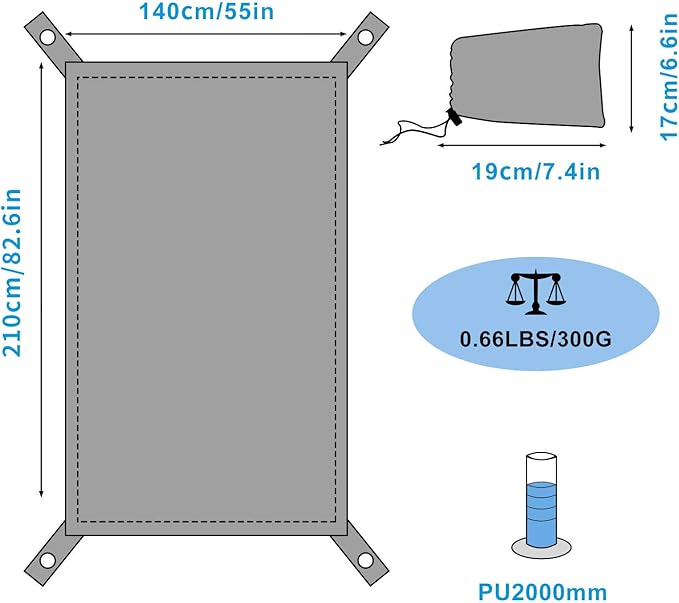 BISINNA Waterproof Camping Tarp Mutifunctional Tent Footprint, Groundsheet Picnic and Beach Mat with Carrying Storage Bag for Picnic, Hiking,Backpacking,Hammock