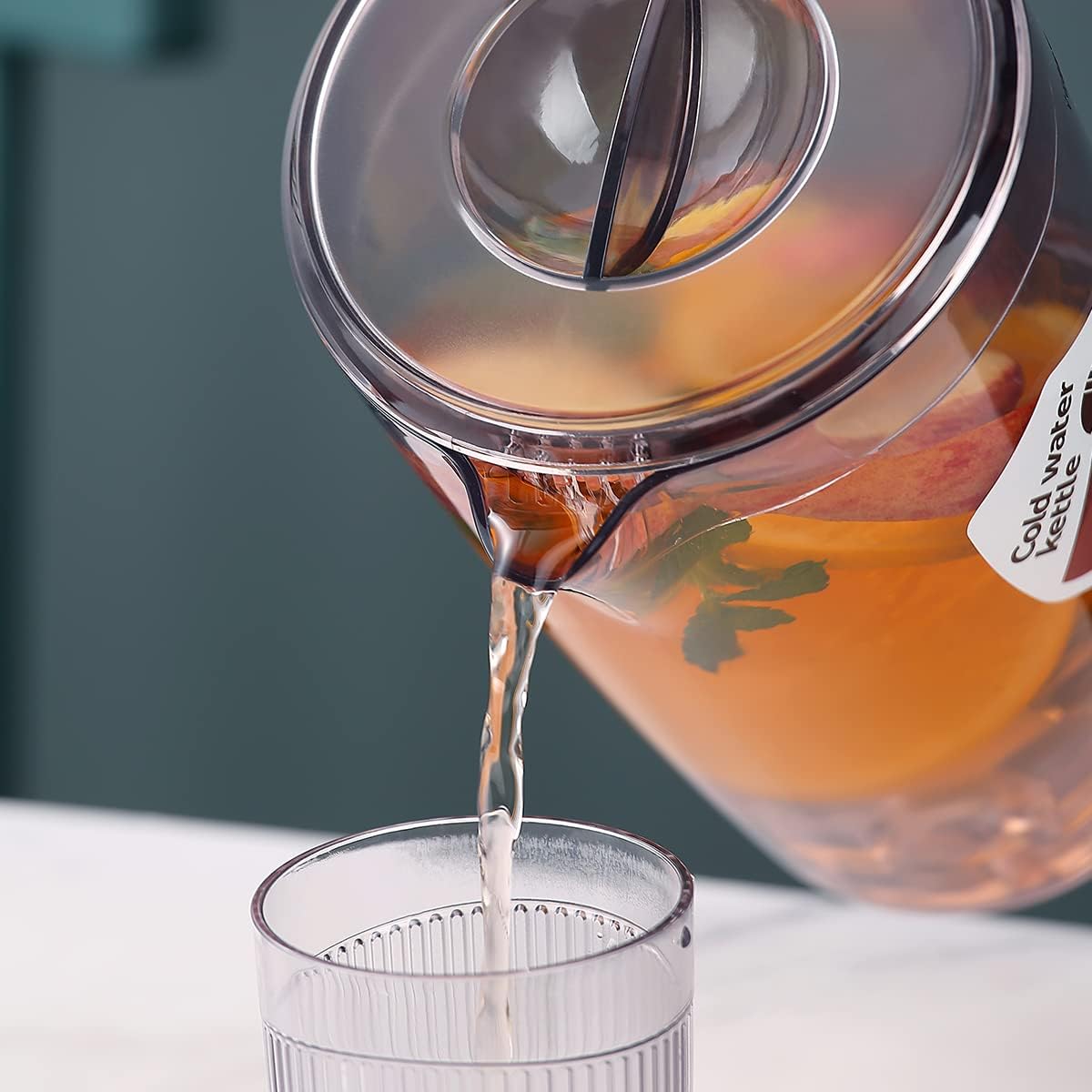 HOMQUEN Plastic Pitcher with 3 Cup, 60 Oz/1.8L Water Pitcher with Lid, Iced Tea Pitcher, Water Carafe, Jar Pitcher, Water Jug with Handle for Tea, Juices, Milk, Cold or Hot Beverages (Gray)