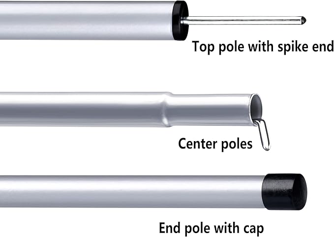 Hasika Camping Tent Pole Repair Kit Including Ropes Stakes Adjustable from 30" to 74.8" Replacement for Tarp Awning Rainfly 2 Set (10 Sections)