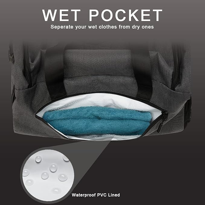 Gym Bag for Men Women, Small Fitness Workout Sports Bag with Wet Pocket & Shoes Compartment, Water Resistant Overnight Weekender Duffel Bag