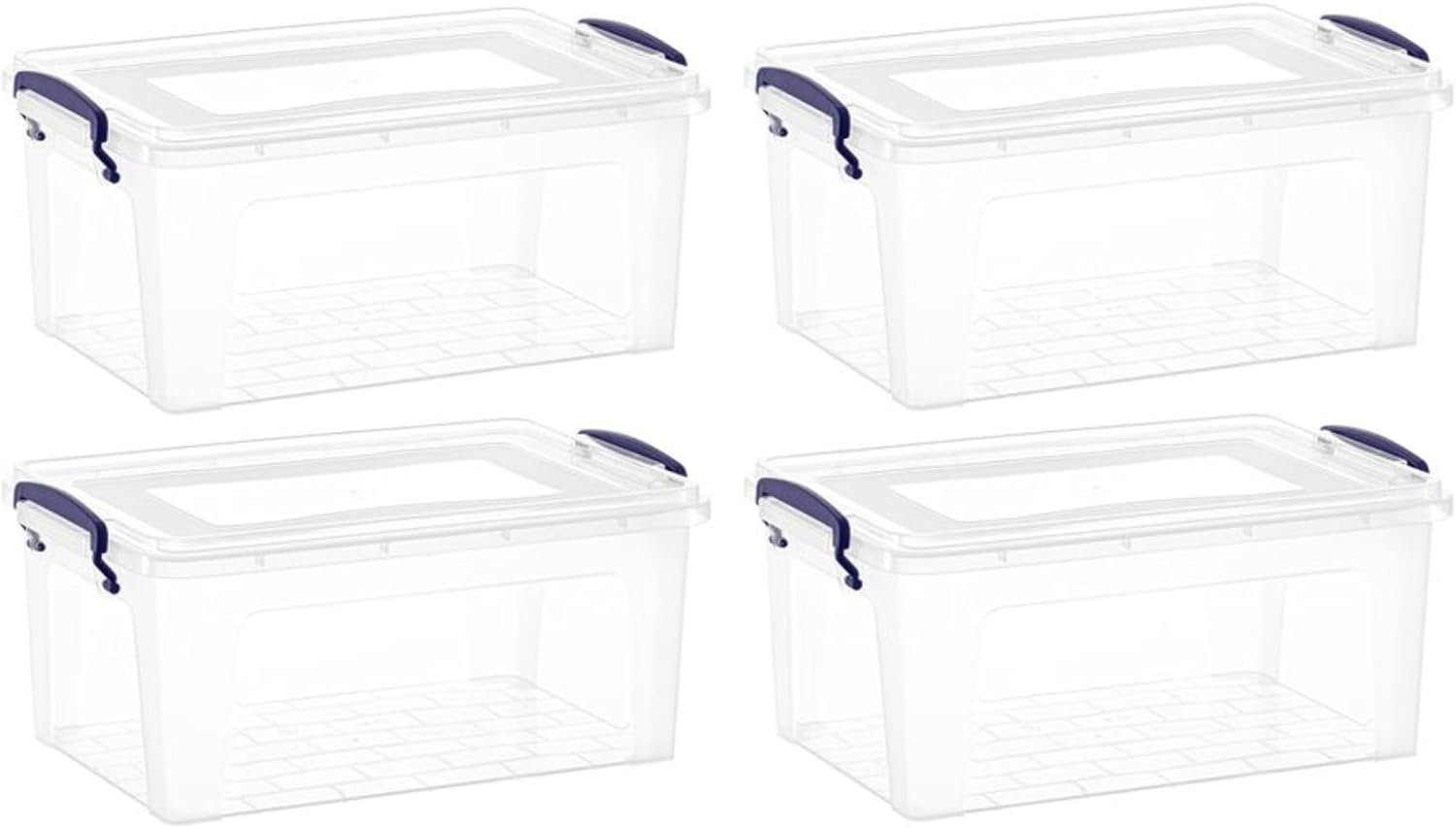 Superio Storage Bins with Lids, Clear Plastic Containers for Organizing, Stackable Totes, BPA Free, Odor Free, Organizer Boxes for Home, and Dorm (4 Pack, 28.5 Qt)