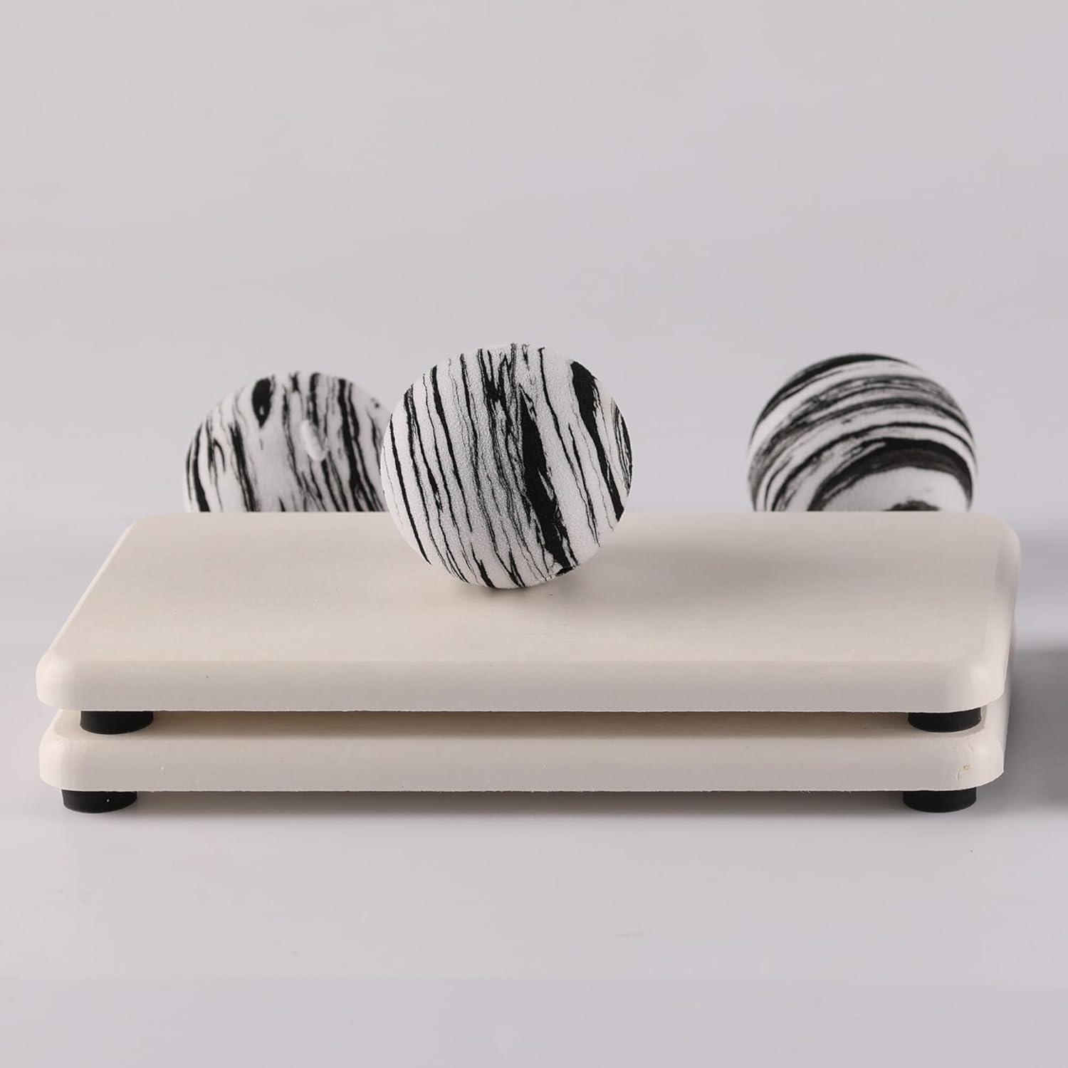 2 Pcs Water Absorbing Stone Trays, Kitchen/Bathroom Sink Soap Dish, Diatomite Tray Used for Hand Soap & Cosmetic Bottles in The Modern Home, 3.15" W x 6.3" L, White