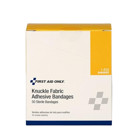 First Aid Only 1-850 Knuckle Bandages, Heavy Woven Fabric Adhesive Bandages, 50 Count