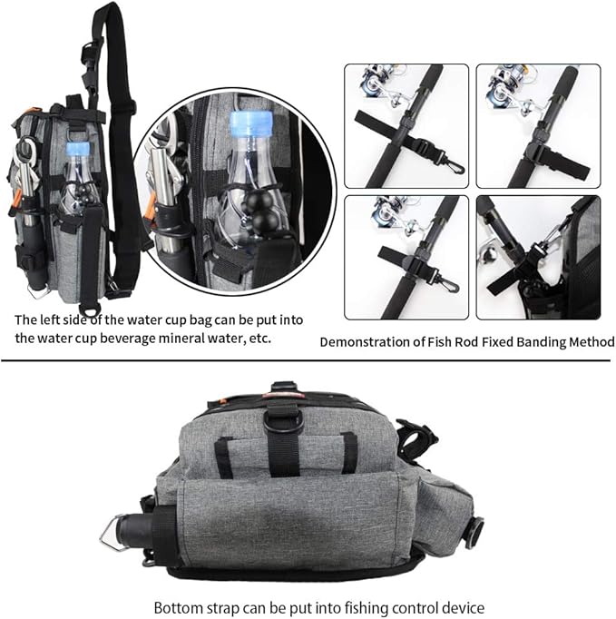 YVLEEN Fishing Tackle Backpack Storage Bag, Water-Resistant Fishing Backpack with Rod Holder, Gift for Men