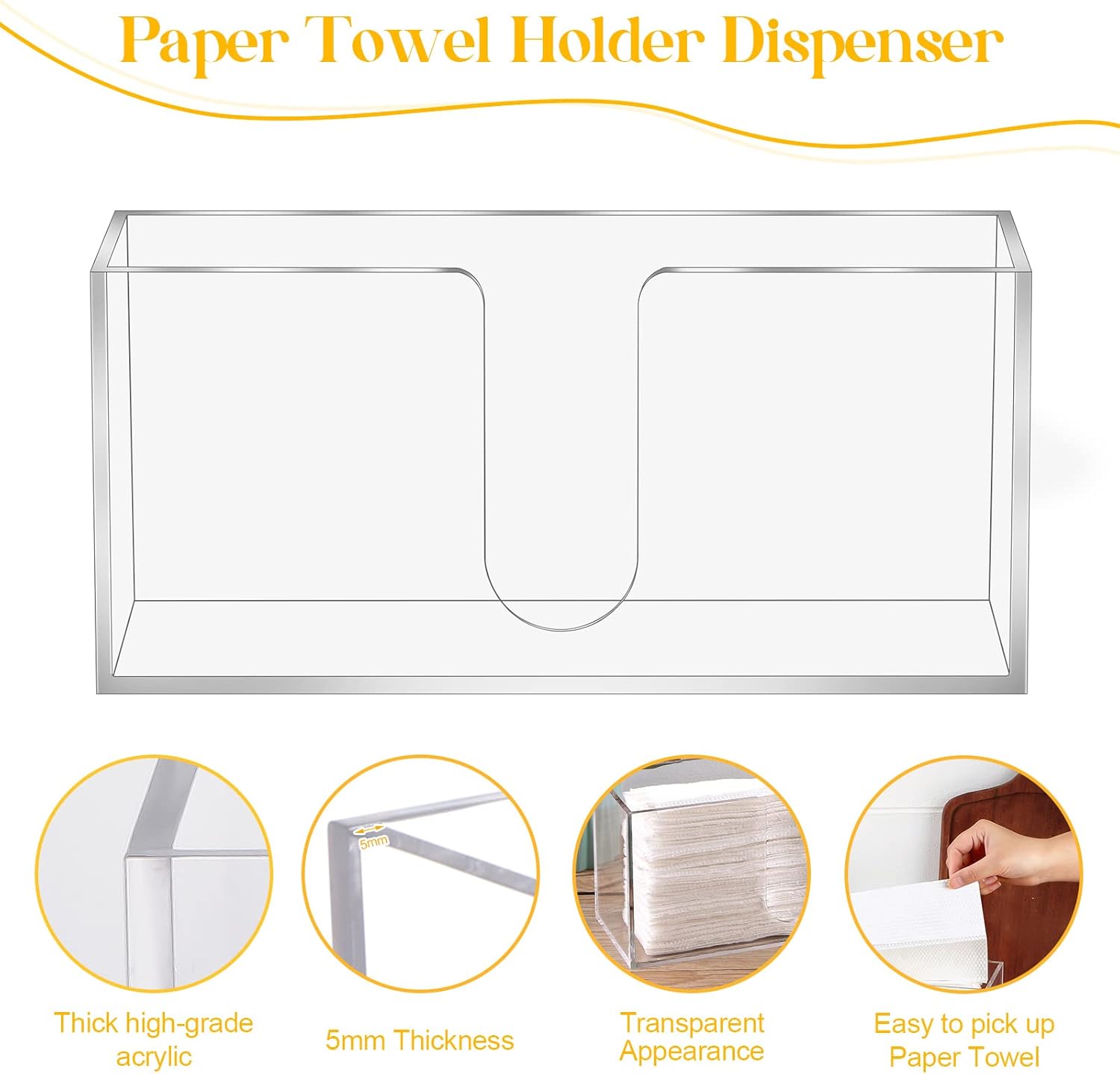 2Pack Acrylic Countertop Paper Towel Dispenser, Folded Paper Towel Dispenser Clear Trifold Napkin Holder, Suitable for Z-fold, C-fold or MultiFold Trifold Paper Towels for Bathroom Toilet and Kitchen