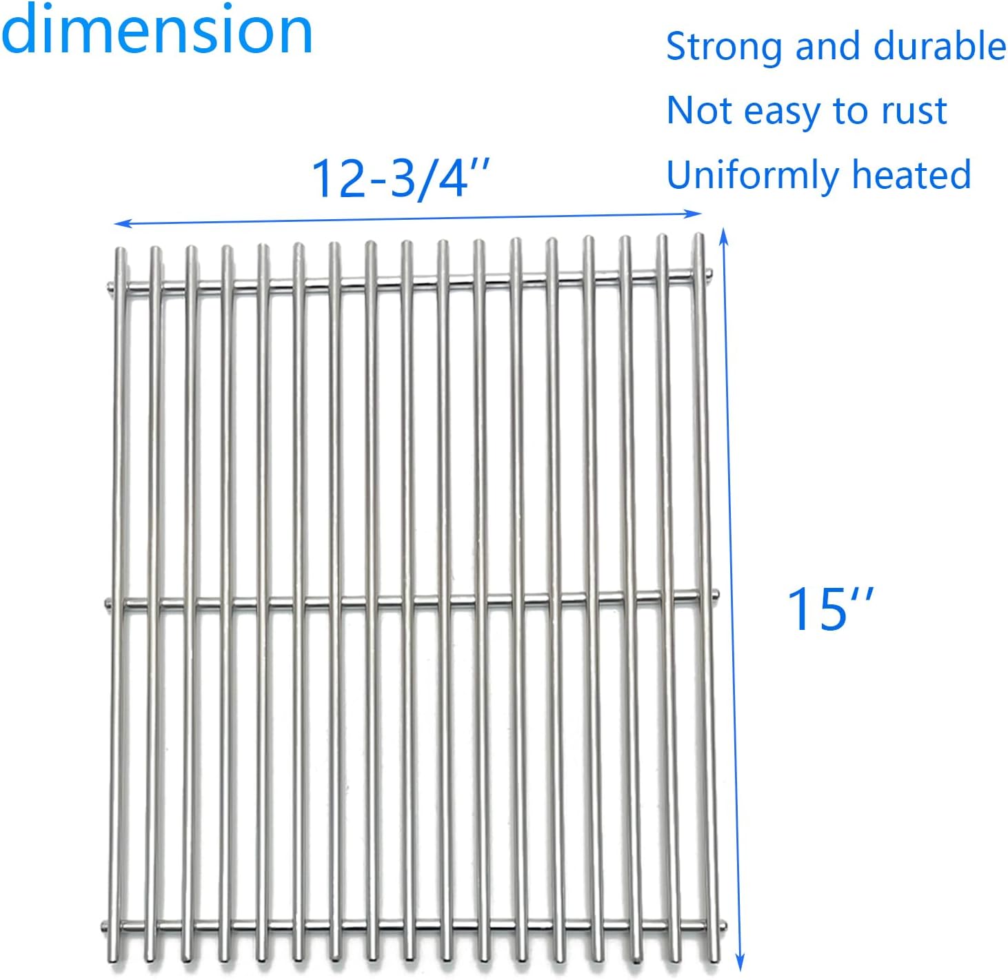 15" Stainless Steel 2 Grid Grates Replacement Parts for Broil King 9865-54, 9453-57, 9453-54, 9453-64, 9869-74c, 945584 Broil-Mate, Huntington, Crown, Sterling 20, 20B, 40, 70, 90 Gas Grill
