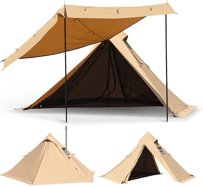 KingCamp Hot Tent, Lightweight Waterproof & Windproof Tipi Hot Tents with Stove Jack for Outdoor Camping