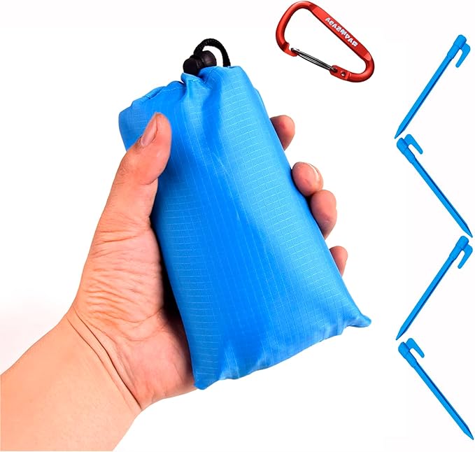 Waterproof Camping Tarp, Ultralight Tent Footprint Backpacking Tarp for Camping, Hiking and Outdoor Activities (Blue)