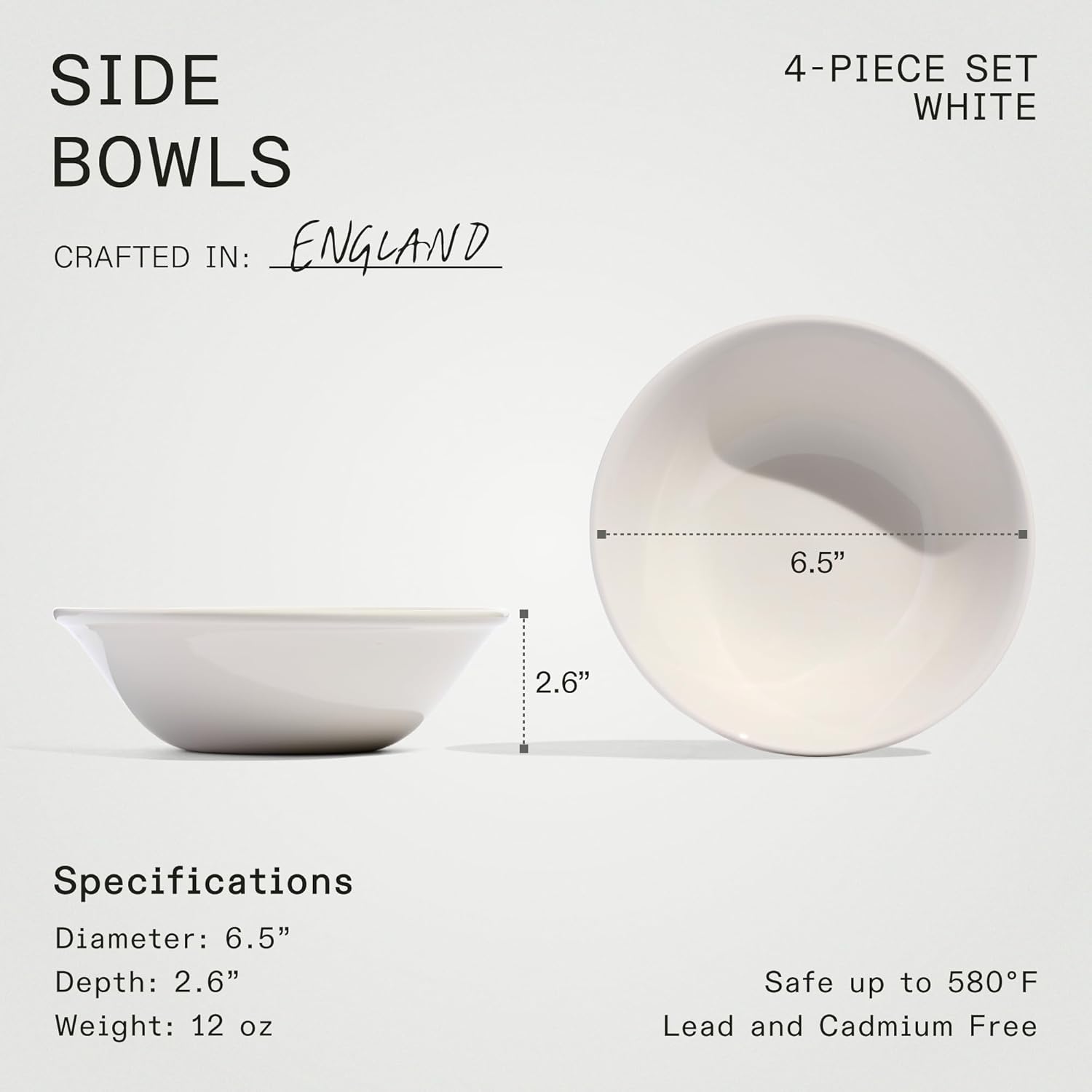 Made In Cookware - Set of 4 - Side Bowls - White - Porcelain England