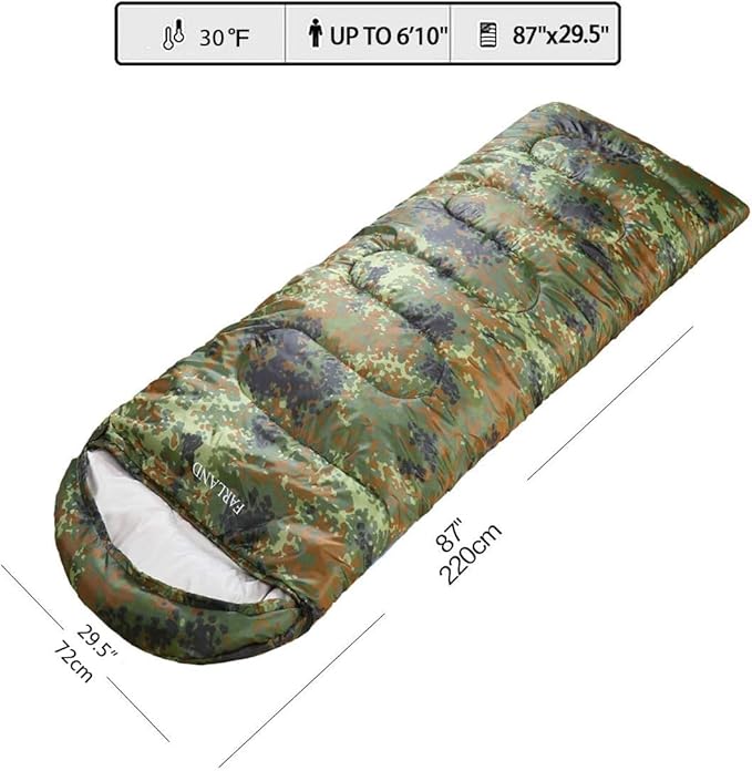 FARLAND Sleeping Bags 30℉ for Adults Teens Kids with Compression Sack Portable and Lightweight for 3-4 Season Camping, Hiking,Waterproof, Backpacking and Outdoors