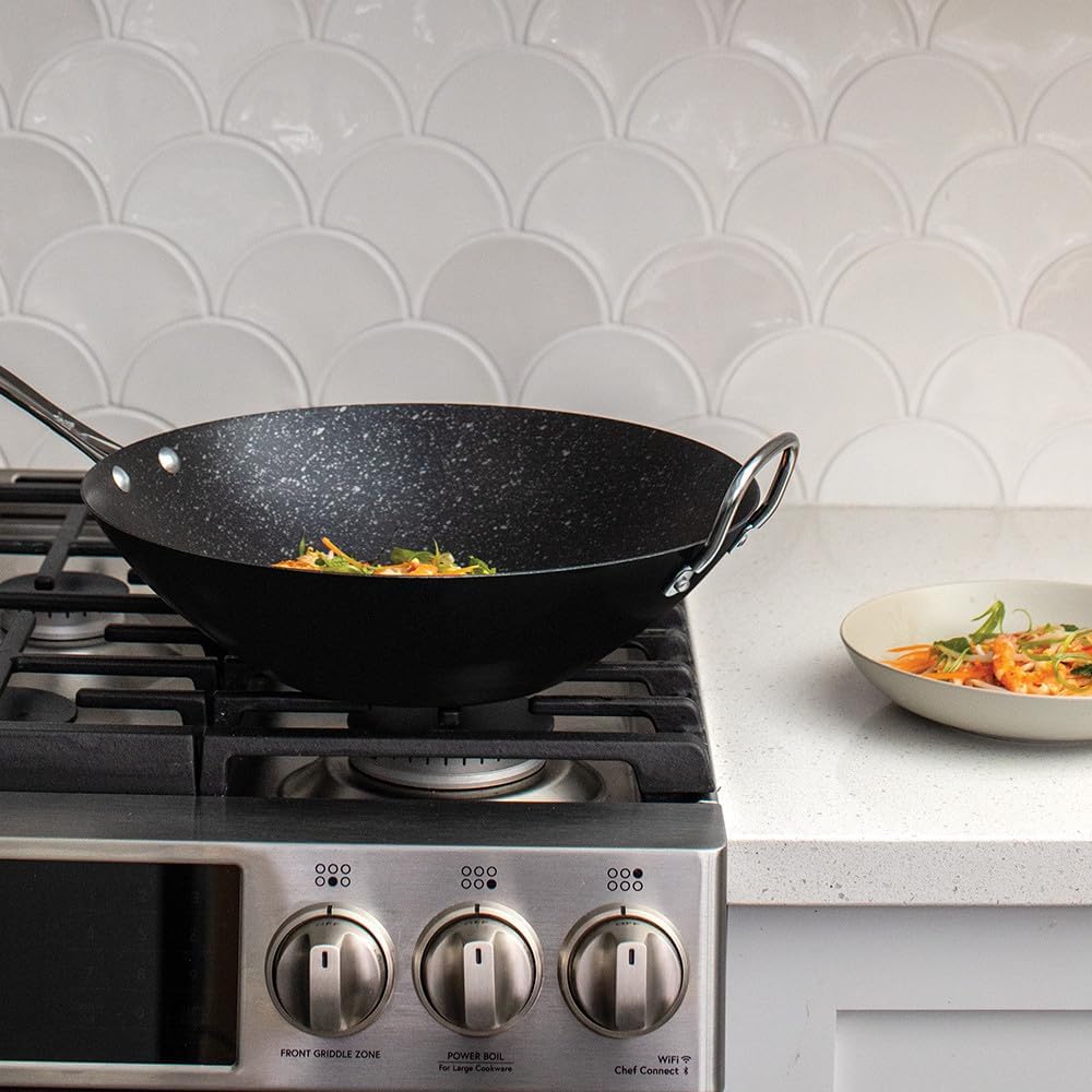 Nordic Ware Basalt Aluminized Steel Spun Wok, 14-Inch, Ceramic Coating