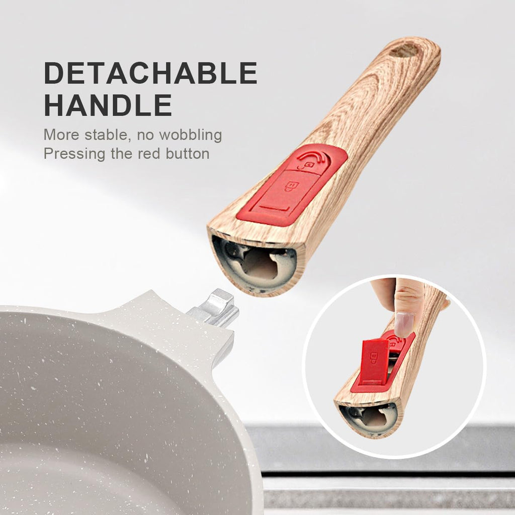 2.3 Quart Nonstick Saucepan with Lid, Small Sauce Pan for Cooking Milk Pot with Detachable Handle, Compatible for All Stoves, Oven Safe (White)