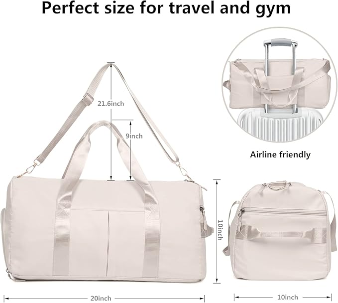 MABROUC Duffle Bag For Women, Sports Duffel Bag for Gym with Wet Pocket & Shoe Compartment, Overnight Weekender Travel Bag