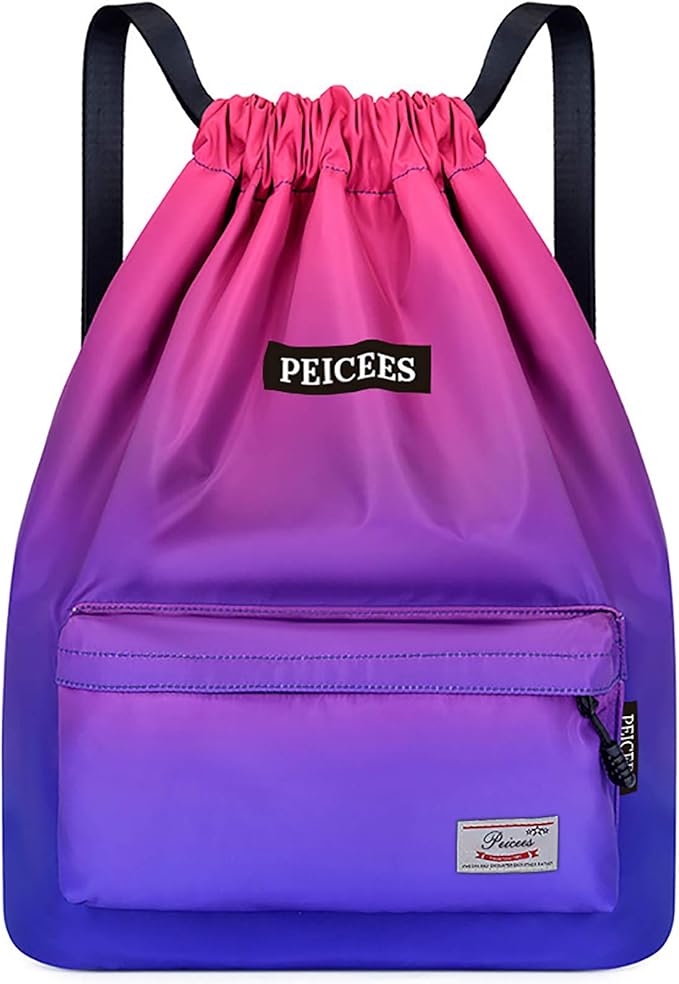 Peicees Waterproof Drawstring Sport Bag Lightweight Sackpack Backpack for Men and Women