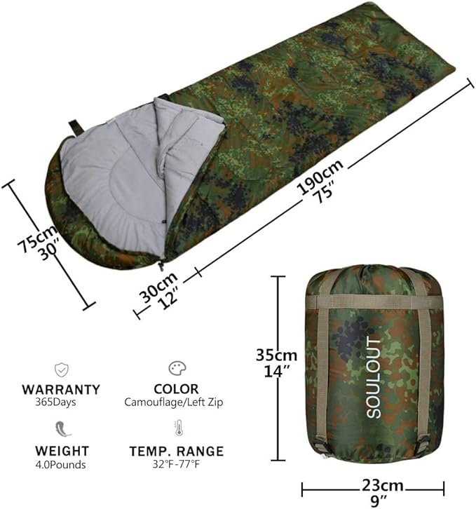 Sleeping Bag,3-4 Seasons Warm Cold Weather Lightweight, Portable, Waterproof Sleeping Bag with Compression Sack for Adults & Kids - Indoor & Outdoor: Camping, Backpacking, Hiking