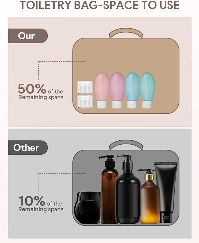 Toiletry bag for women with travel size containers set, hanging toiletry bag for full Size toiletries, Skincare, Shampoo, Makeup Cosmetic Bag Travel Organizer, Water-resistant toiletry bag