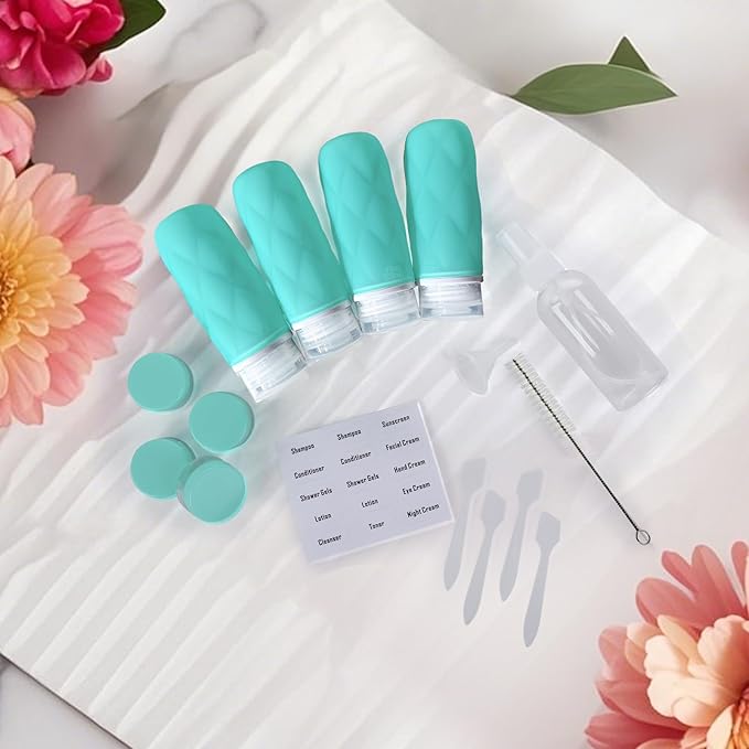 17 Pack Silicone Travel Bottles Kit for Toiletries, TSA Approved Travel Size Portable Refillable Pouch Containers Leak Proof Travel Accessories Essentials Set for Shampoo Conditioner Lotion