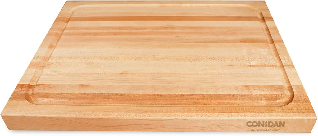 CONSDAN Wood Cutting Board for Kitchen, USA Grown Hardwood, 16 x 12, Hard Maple with Invisible Inner Handle, Prefinished with Food-Grade Oil, Suitable for Kitchen Edge Grain, 1-1/2" Thick