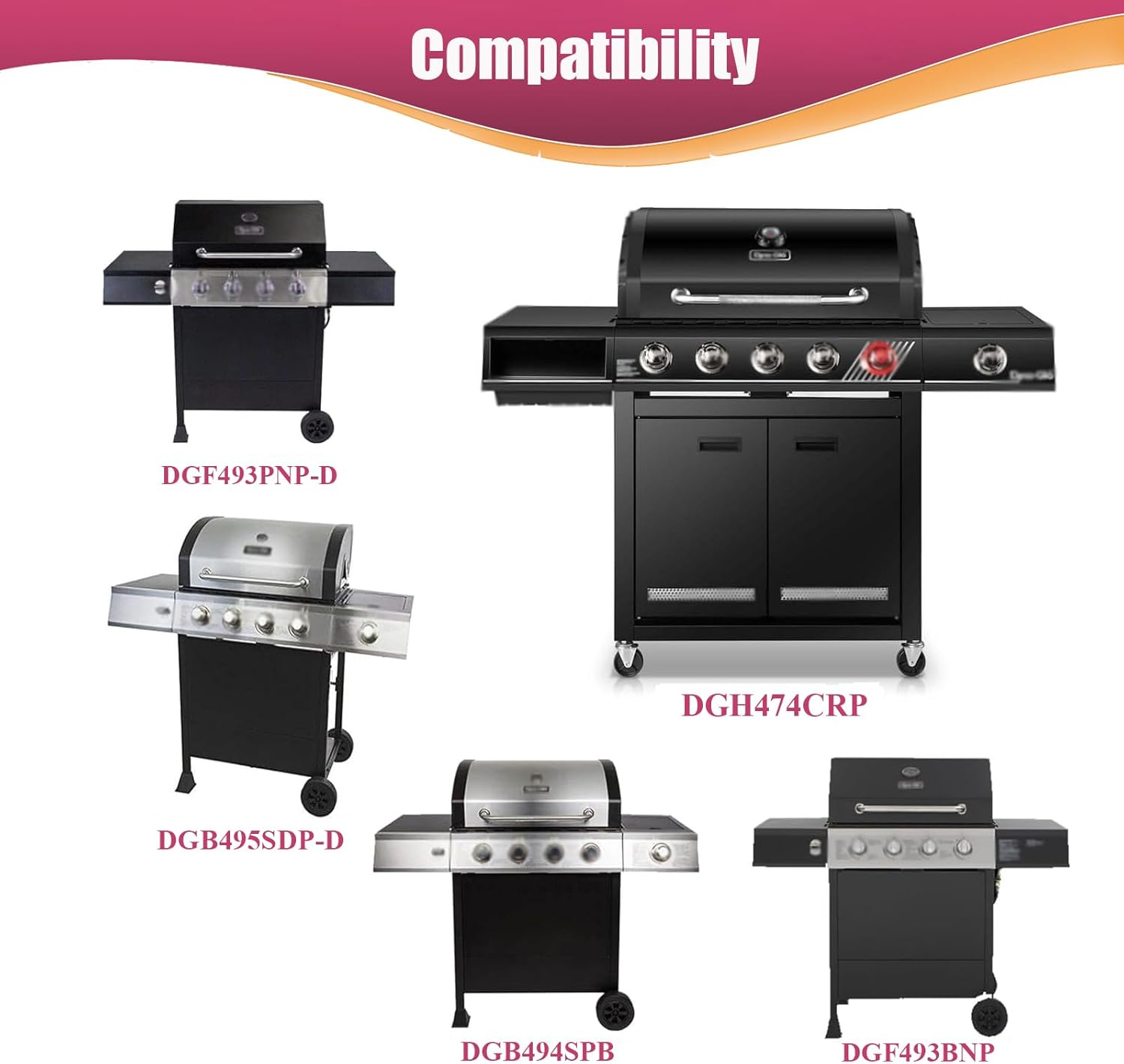 Cast Iron Grill Grates for Dyna glo DGH474CRP DGH483CRP DGF493BNP DGF493PNP-D DGB495SDP DGB495SDP-D DGB493SPB DGB463CNP DGB494SPB 70-01-911 70-02-656, Cooking Grate Replacement Part, 3 pieces