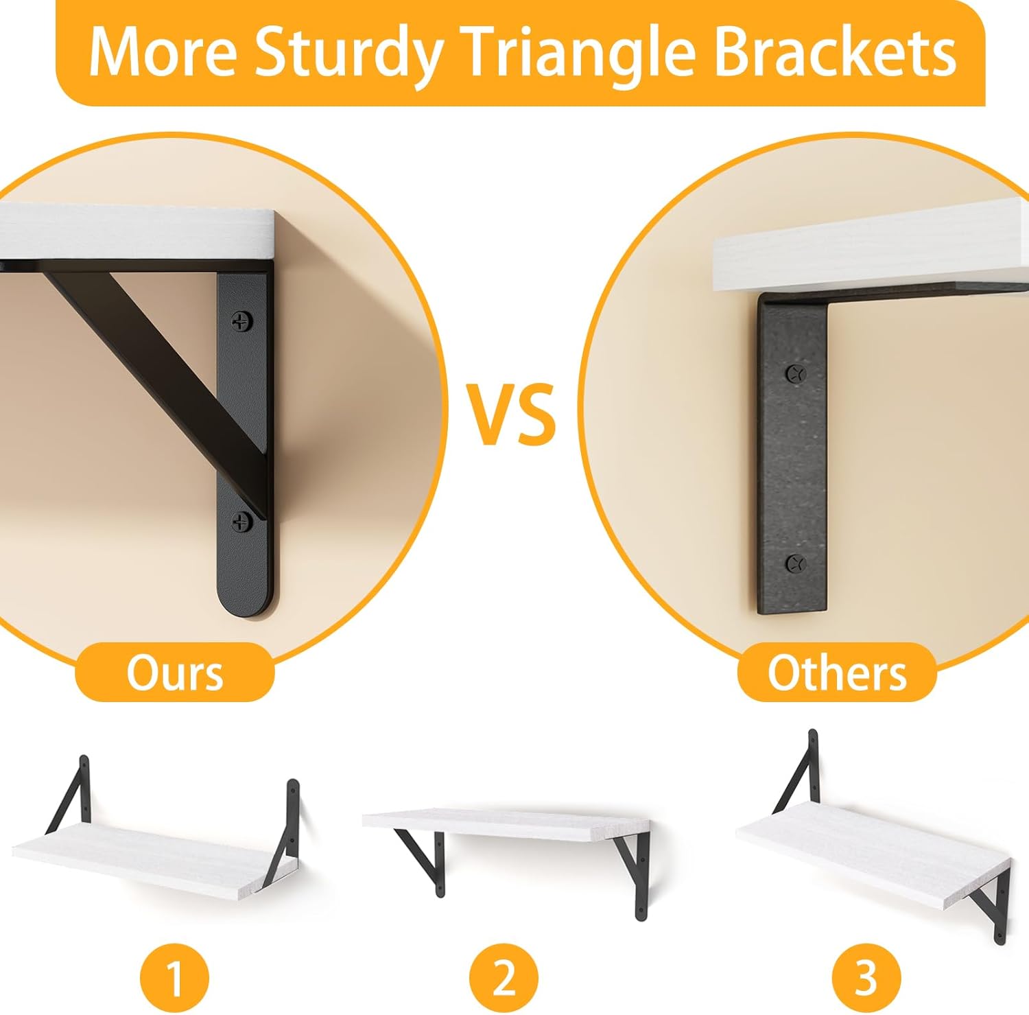 YGEOMER 16.5 Inch Floating Shelves for Wall, Farmhouse Wall Shelves for Bedroom, Bathroom Storage, Living Room and Kitchen Decor (Set of 6 White)