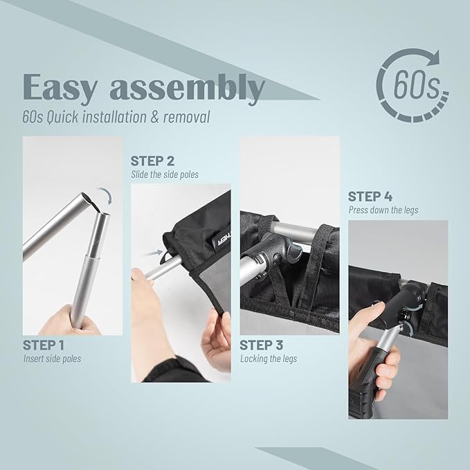 G2 Foldable Camping Cot, Durable Travel Tent Cot, Ultralight for Backpacking, Summer Hiking, Mountaineering, Max Loading Capacity 264lb, Easy to use for Woman & Man, Comes with Storage Bag