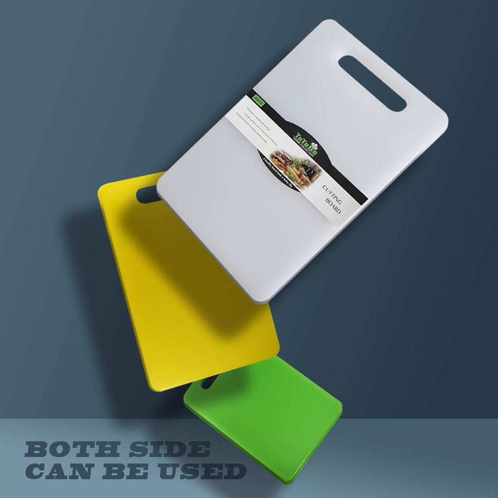 Fotouzy Plastic Utility Cutting Board with Handles, Food Safe PP Material, BPA Free, Dishwasher Safe, Thick Chopping Board, Large Size, Easy Grip Handle, for Kitchen (Orange)