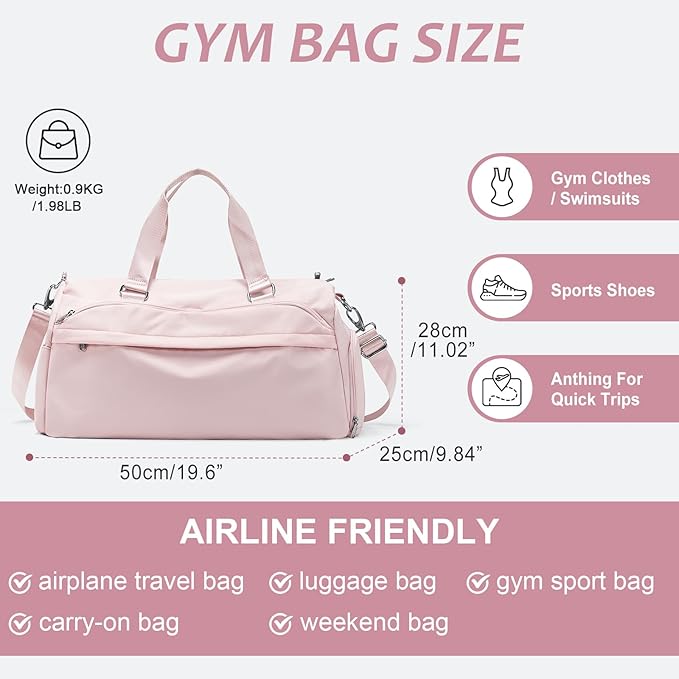 Gym Bag Womens,Travel Duffel Carry on Bag Sport Tote Bag Weekend Overnight Bag