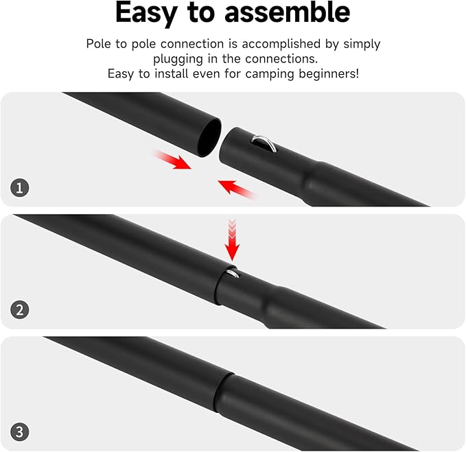 Tent Poles, SAN LIKE Aluminium Telescoping Adjustable Tarp Poles with Portable Bags, Heavy Duty Camping Tent Poles for Awnings Canopy Rain Fly Shelter Set of 2-(5 Sections with Adjustable Length)