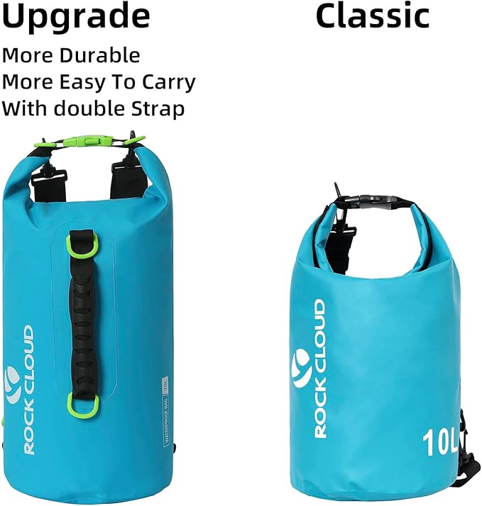 ROCK CLOUD Dry Bag Waterproof 10L Dry Sack for Kayaking Rafting Boating Beach Surfing Swimming Canoe Camping Hiking Fishing Ski