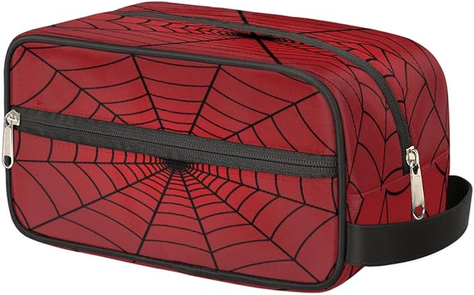Red Spiders Web Toiletry Bag,Travel Cosmetic Bag,Hanging Makeup Bag,TSA Approved Hygiene Bag Waterproof Shave Dopp Kit Organizer for Toiletries Shower Bathroom Carry-on Accessories Gifts