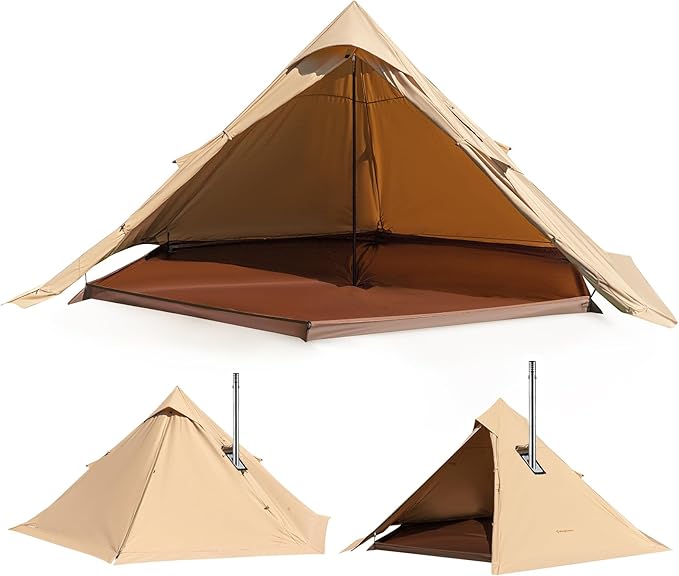 KingCamp Hot Tent, Lightweight Waterproof & Windproof Tipi Hot Tents with Stove Jack for Outdoor Camping