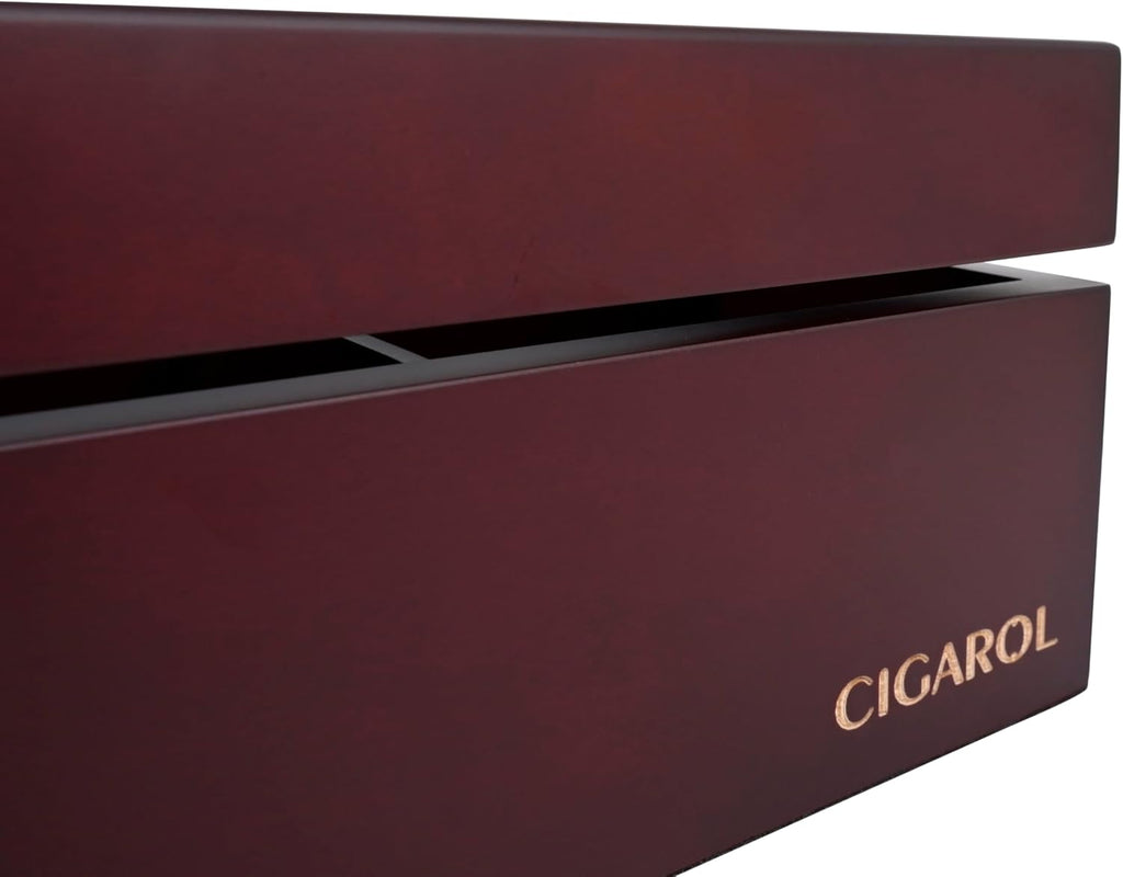 CIGAROL Luxury Wooden Tea Box Organizer – 6 Compartment Storage Chest with Scratch-Resistant Glass Lid – Ideal for Tea Bags, Coffee Pods, Spices, or Office Supplies