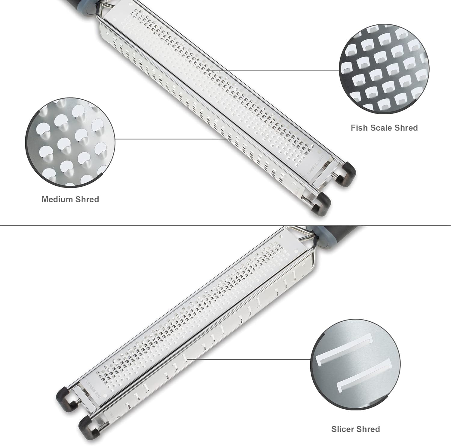 3 in 1 Cheese Grater Zester Citrus Lemon 304 Stainless Steel Zester Versatile Sharp Tool for Parmesan Cheese Ginger Garlic Nutmeg Chocolate Vegetables Fruits 15''