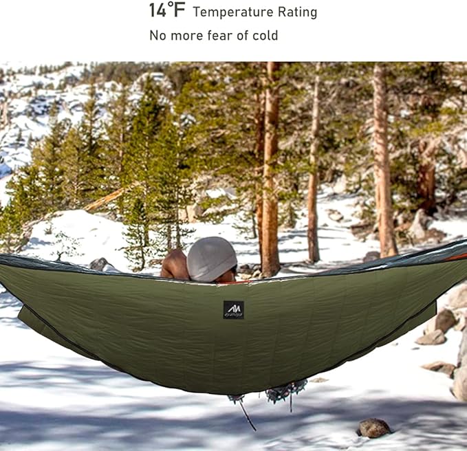 Double Hammock Underquilt, HIKERBRO 4 Season Heavy Duty Under Quilt with Tree Straps, Large Hammock Protector for Winter Camping, Backpacking, Hiking