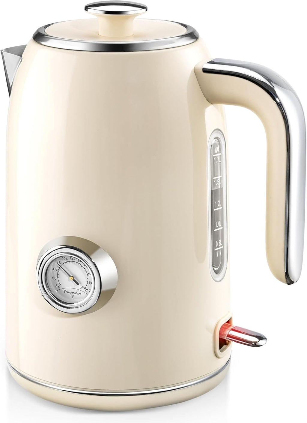 PUKOMC Electric Kettle, 1.7L Stainless Steel Tea Kettle with Temperature Gauge, 1500W Water Boiler with LED Light, BPA-Free, Auto Shut-Off and Boil-Dry Protection (Beige) Visit the Pukomc Store