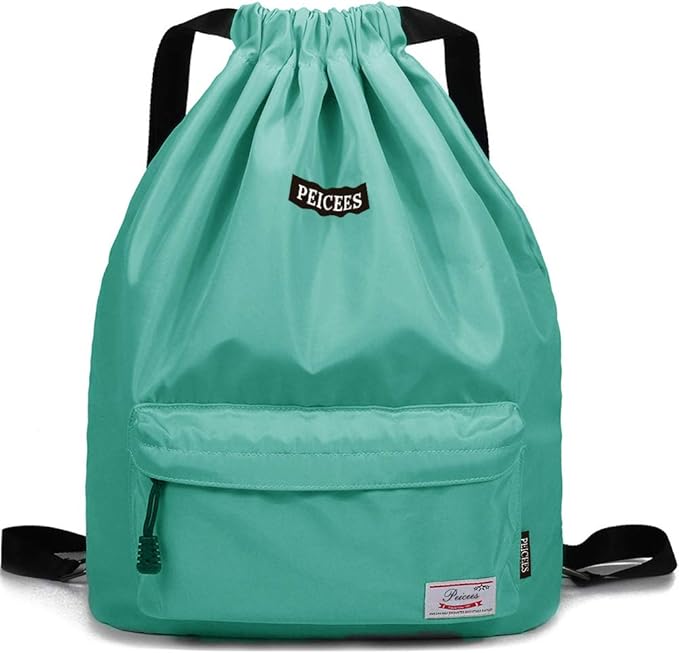 Peicees Waterproof Drawstring Sport Bag Lightweight Sackpack Backpack for Men and Women