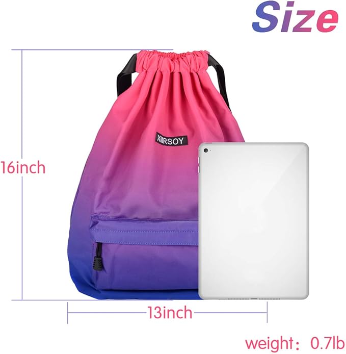Gym Drawstring Backpack Water Resistant String Bag Nylon Cinch Sport Bag Sackpack