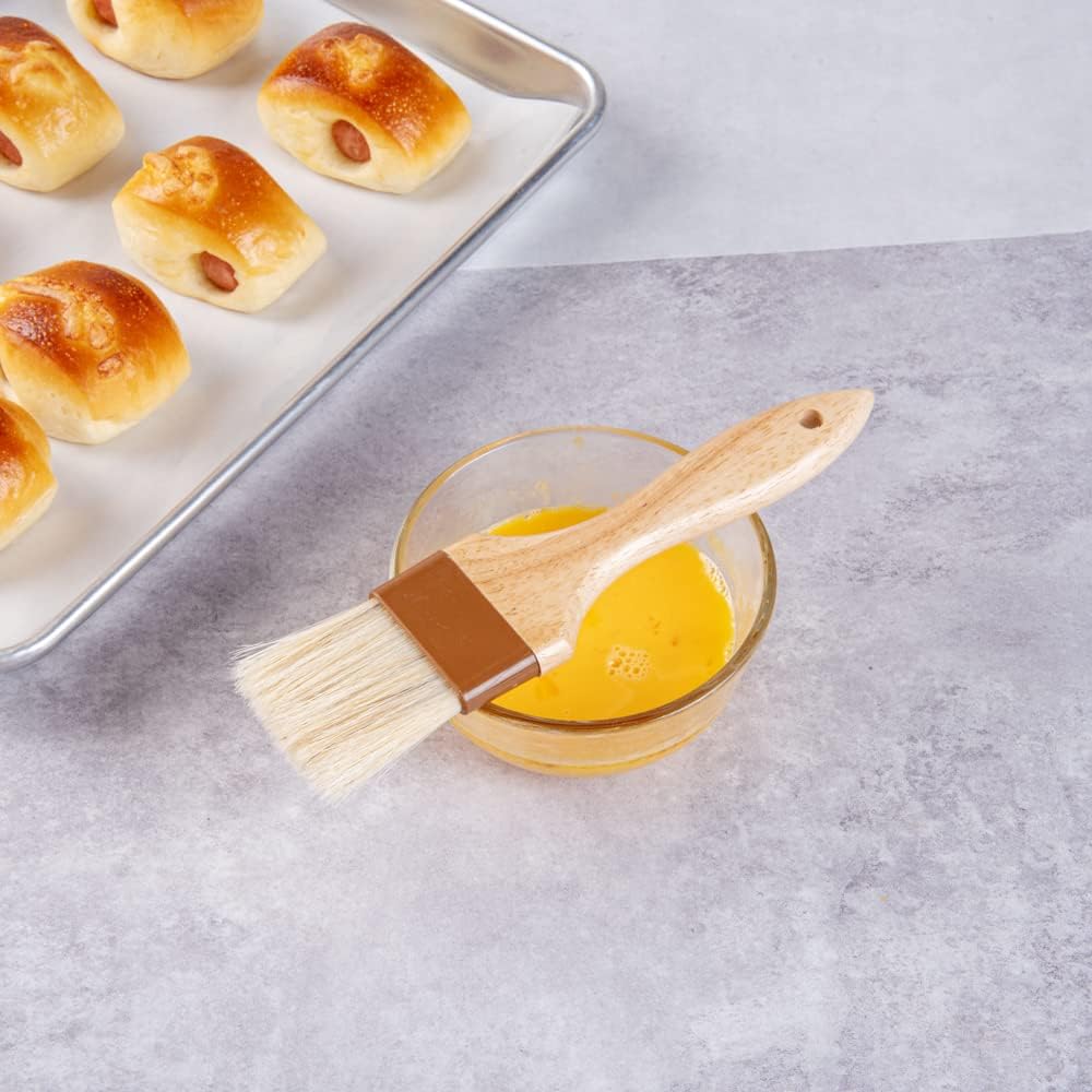 Restaurantware Pastry Tek 2 inch Wide Buttering Brush 1 Boar Bristle Pastry Brush - Hardwood Handle Built-In Hanging Hole Wood Basting Brush Sturdy Ferrule For Glazing And Basting
