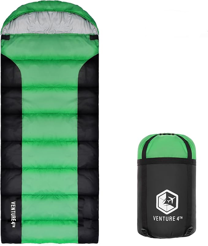 VENTURE 4TH Backpacking Sleeping Bag – XXL, Double and Single Sizes - Lightweight Warm & Cold Weather Sleeping Bags for Adults, Kids & Couples – Ideal for Hiking, Camping & Outdoor Adventures