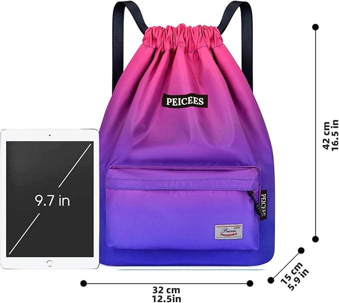 Peicees Waterproof Drawstring Sport Bag Lightweight Sackpack Backpack for Men and Women
