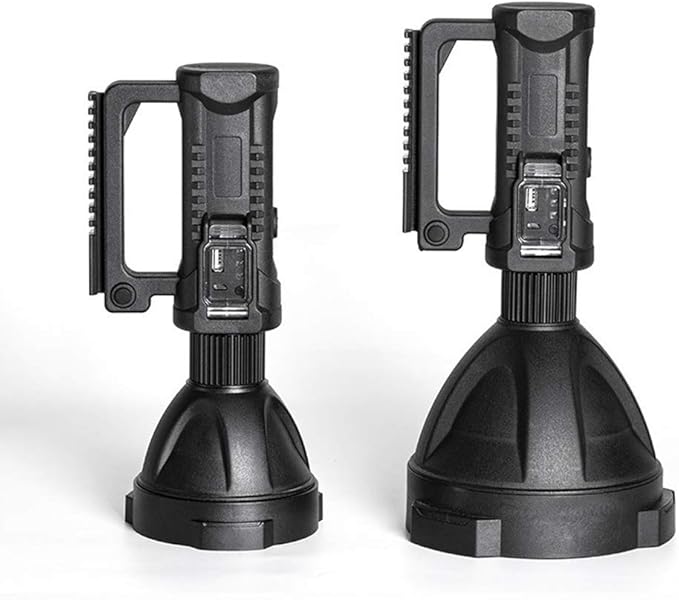 Super Bright Rechargeable Spotlight, Handheld Tactical Flashlight 4 Modes High Power Portable Waterproof LED Searchlight USB Output P90 Camping Torch for Outdoor (P90-Large Size)