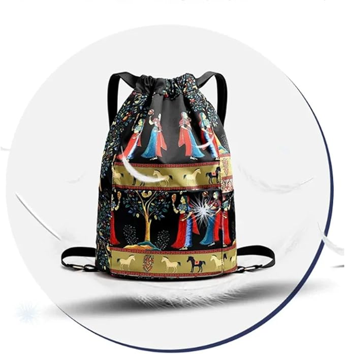 Drawstring Foldable Large Capacity Dry-wet Separation Travel Sports Backpack Waterproof Gym Bag with Multiple Pockets (B)