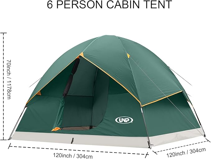 UNP Camping Tent 2/3/4/6 Person Dome Tent, Easy to Set Up for Camping, Lightweight Camping Tent, Portable Camping Tent for Outdoor and Backpacking Beaches
