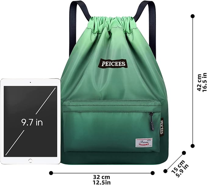 Peicees Waterproof Drawstring Sport Bag Lightweight Sackpack Backpack for Men and Women