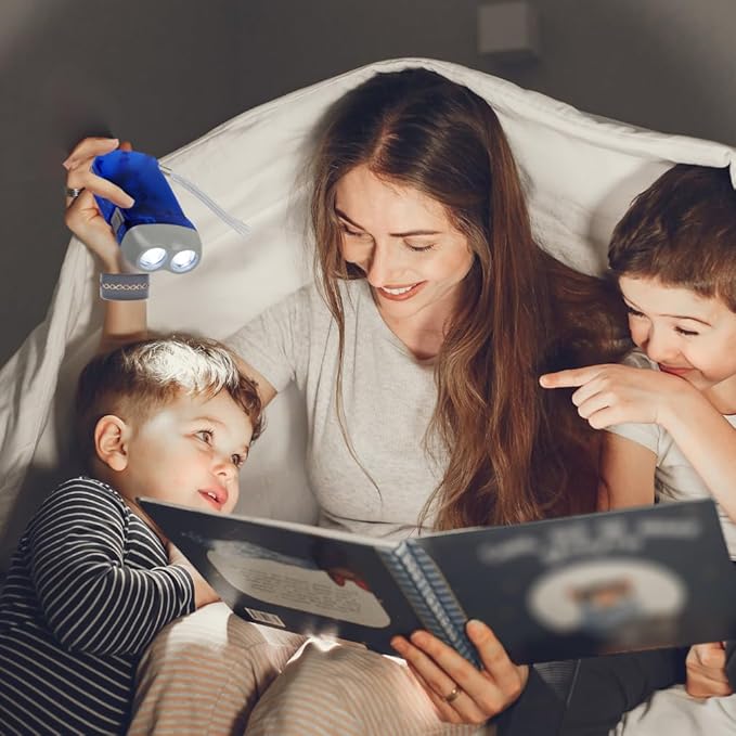 Evelots Hand Crank Emergency Flashlights -4 Pack- Camping, Home, Car - Double LED Bright Lights - Great for Hiking, Outdoor Sports, Power Outage Easy to Use