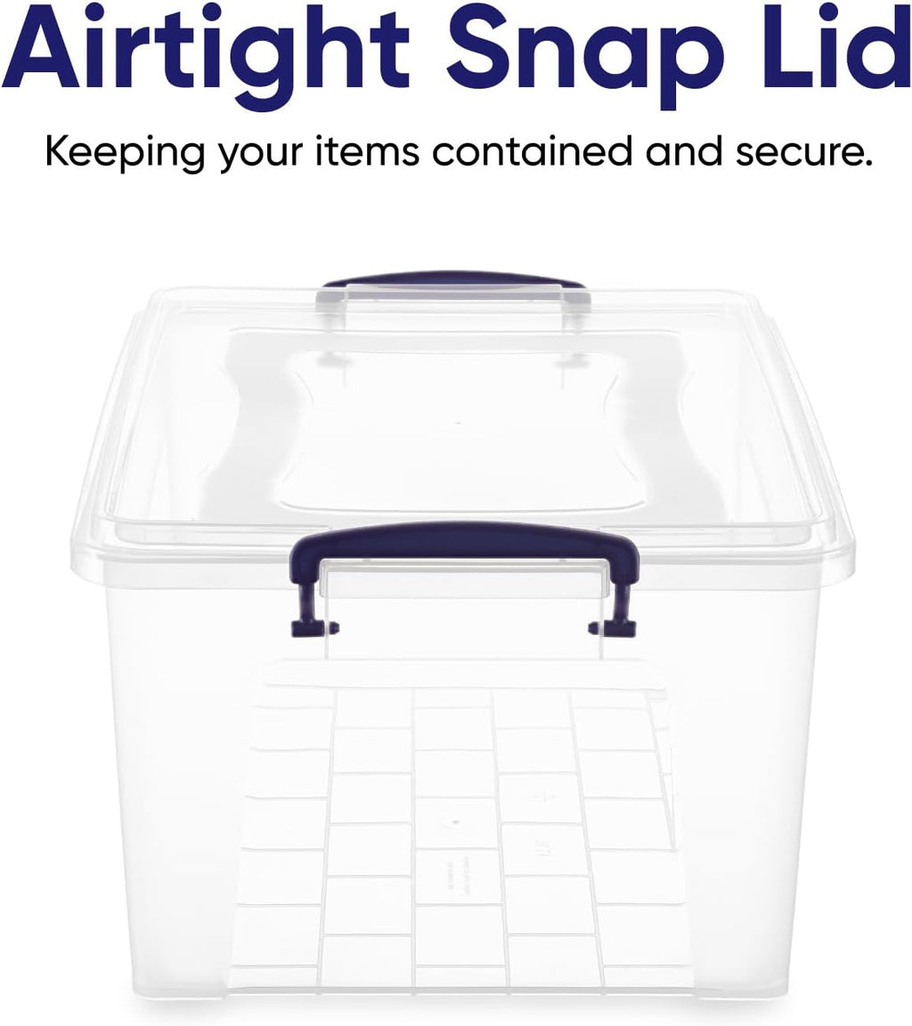 Superio Storage Bins with Lids, Clear Plastic Containers for Organizing, Stackable Totes, BPA Free, Odor Free, Organizer Boxes for Home, and Dorm (4 Pack, 28.5 Qt)