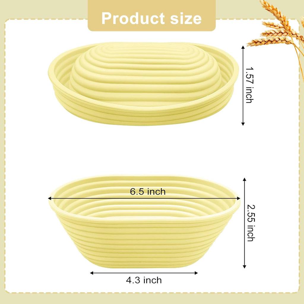 Silicone Banneton, Sourdough Bread Baskets (Set of 5, 6.5 Inch), Mini Oval Proofing Bowls, Bread Making Baking Supplies, Banneton proofing basket for Sourdough Baking